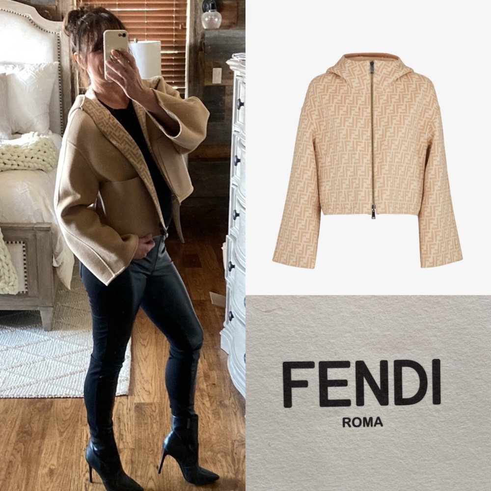 FENDI Giacca FF DOUBLE WOOL Hooded Jacket Duckling FJ6993 A5HD F1BW7